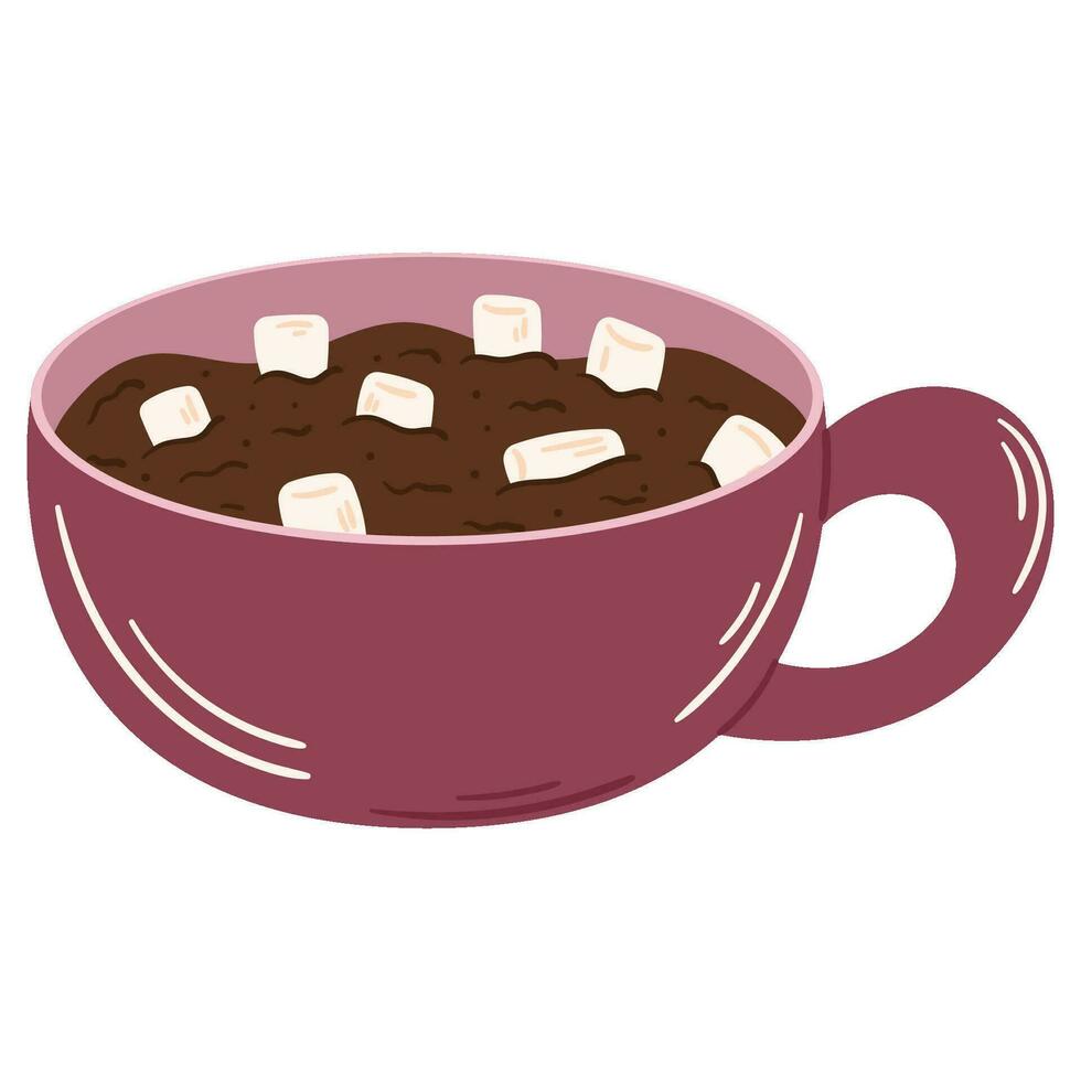 Hot cocoa with marshmallows in a cup vector