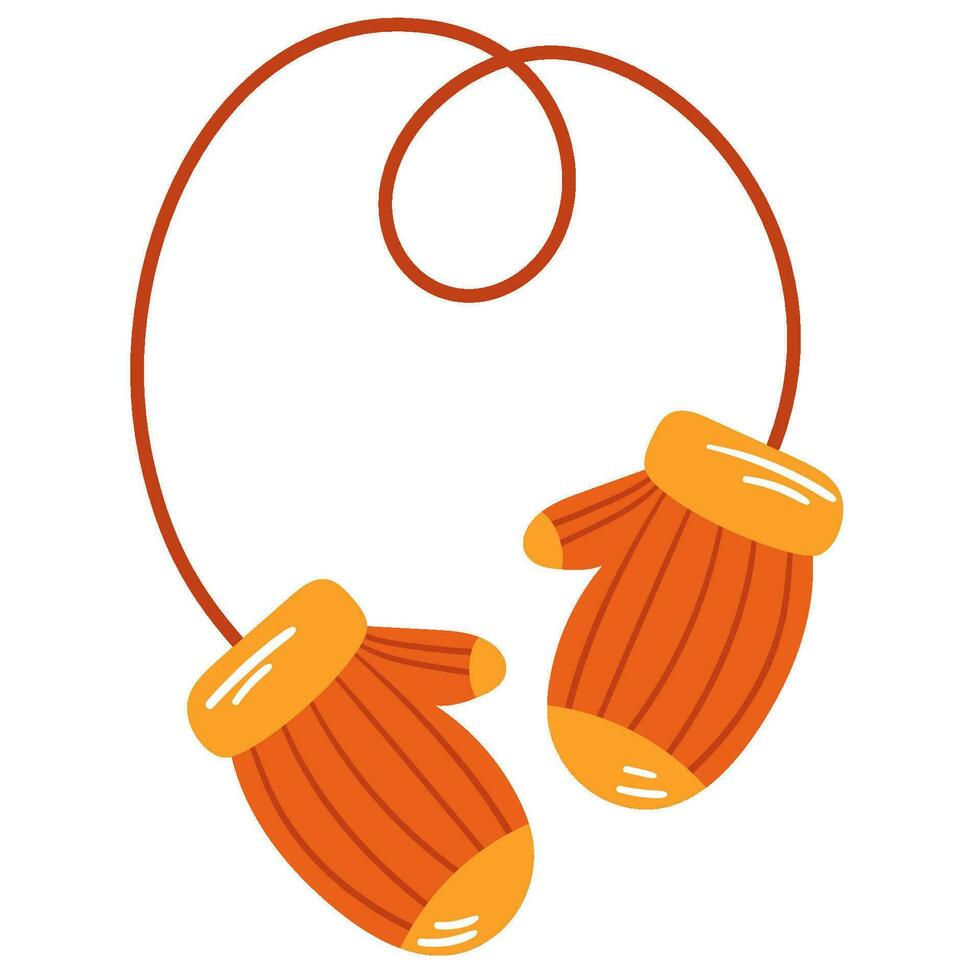 Knitted winter mittens orange color vector