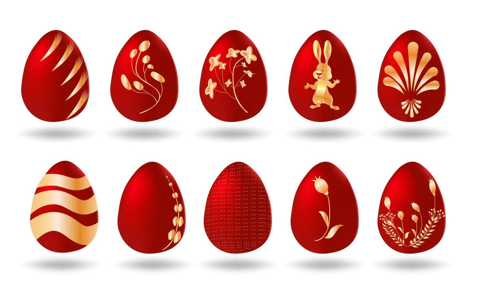 Set of Easter eggs collection on a white background. Vector illustration.