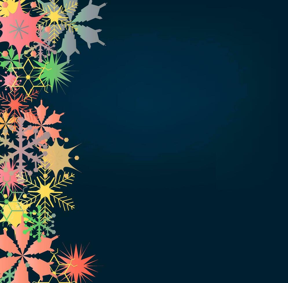 alegre Navidad y contento nuevo año antecedentes con vistoso copo de nieve. vector ilustración.