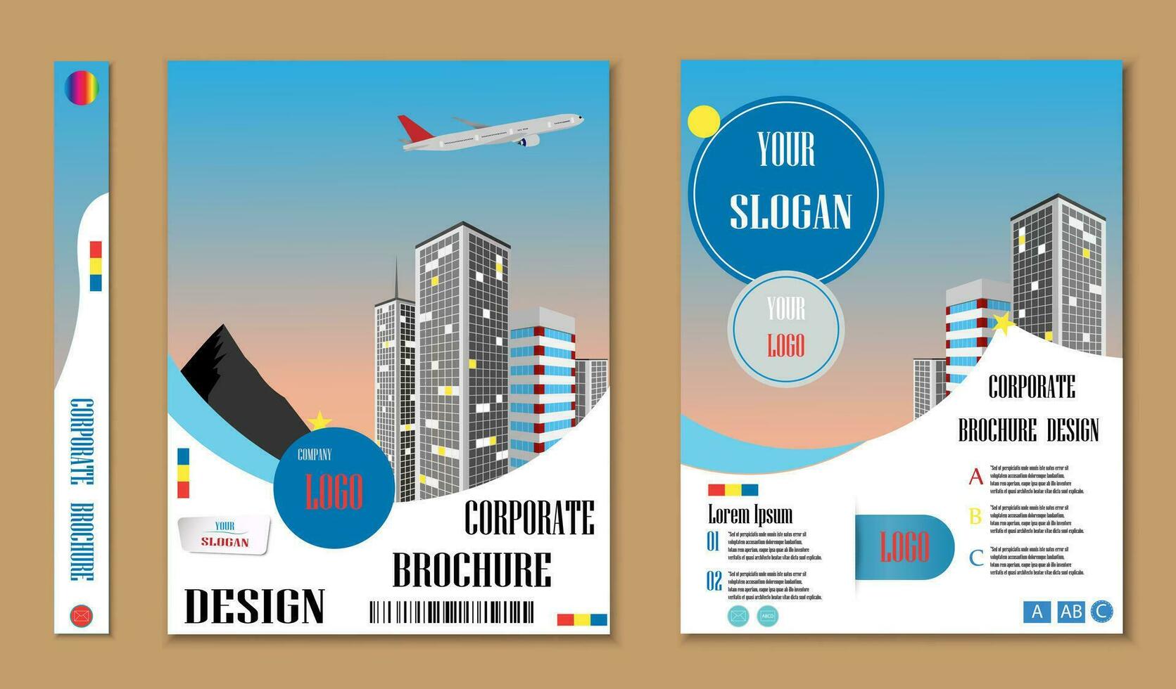 Template design for report business, Brochure, annual report, company profile, poster,  Corporate Presentation, Portfolio, Flyer. Front and back. Vector illustration.