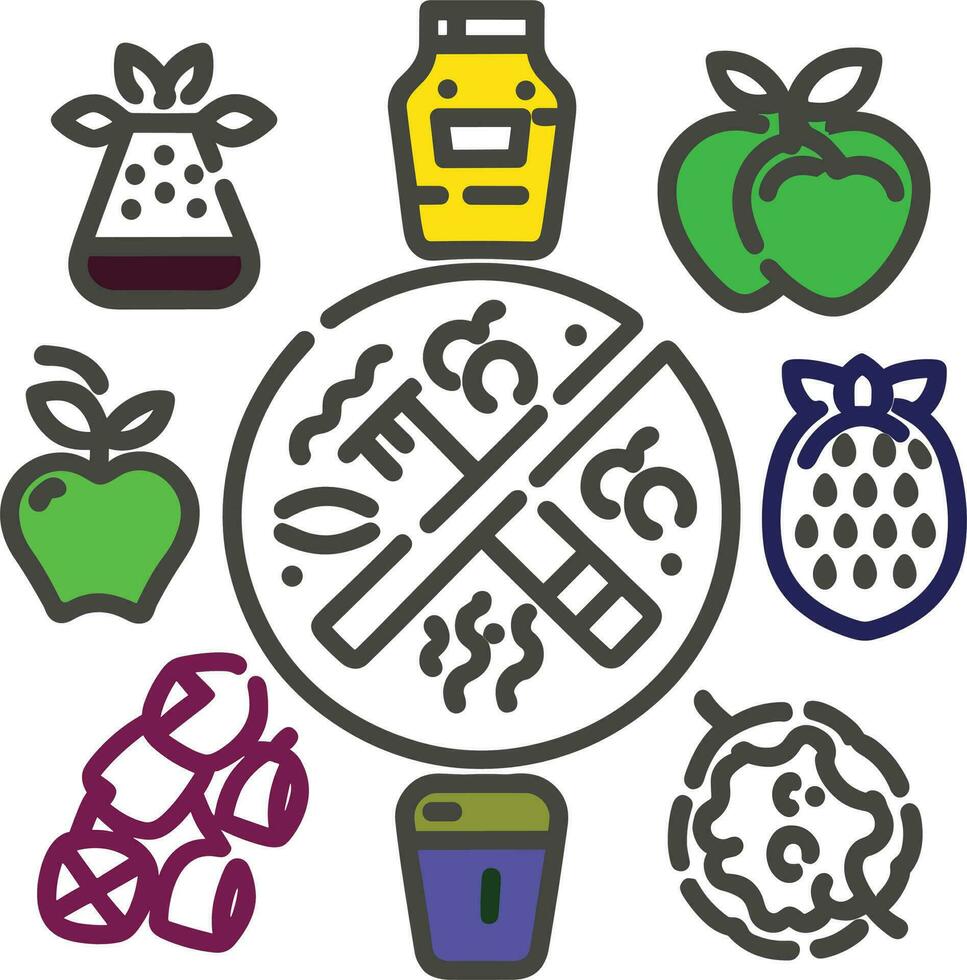 Collection of Nutrition Editable Icons isolated on white background vector illustration EPS10