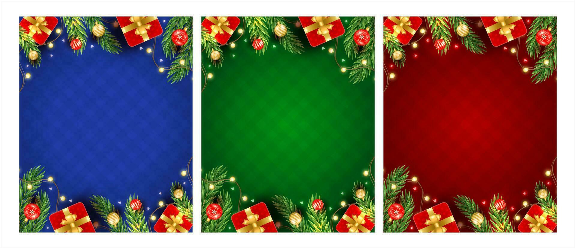 Merry Christmas and Happy New Year vertical background with Christmas branch, balls, snowflakes. For sale, banner, posters, cover design templates, social media wallpaper stories vector