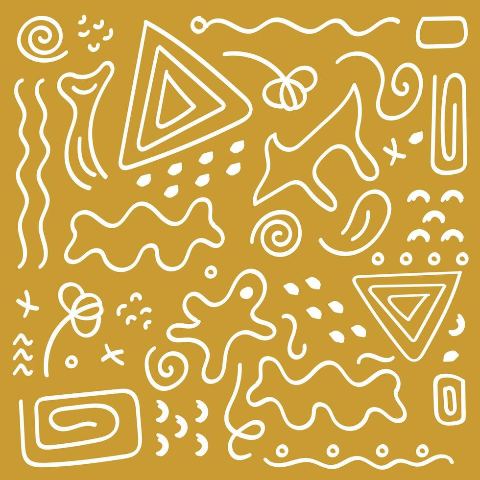 Hand drawn abstract element pattern jungle, african, egypt, mummy, artifact style, simple, brown canvas white outline vector