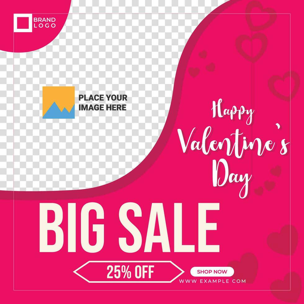 Valentine's Day, Big Sale. A beautiful advertising banner with falling hearts and a message. vector