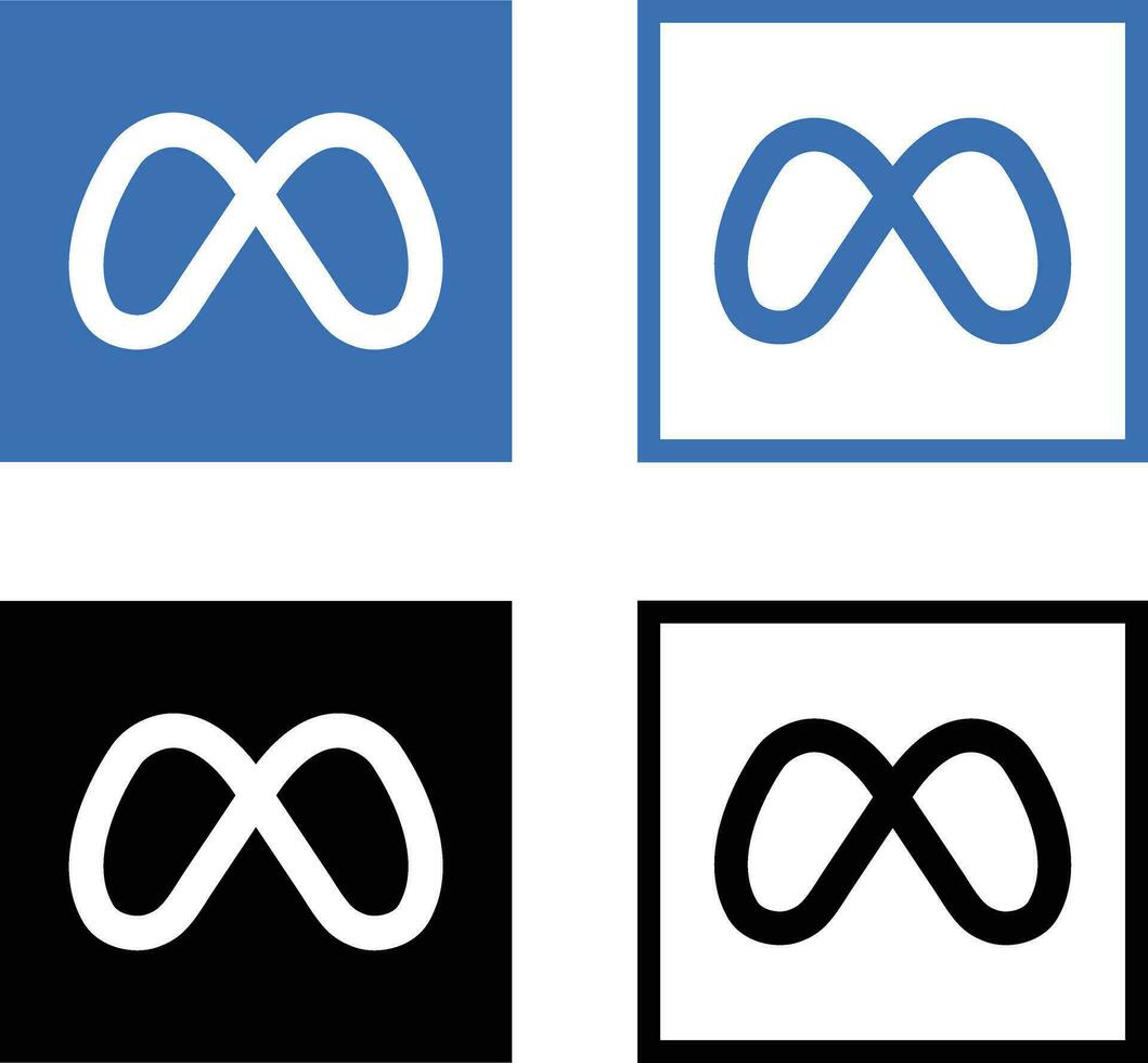 Meta by Facebook logos set. Editorial social media icons isolated. Flat and linear design collection in black or blue color. Social network vectors. vector