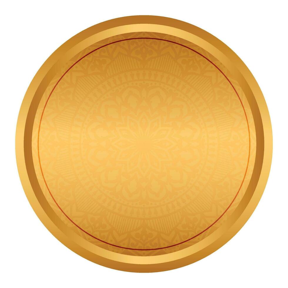 Golden circle frame text box with gold award ribbon icon anniversary badge vector