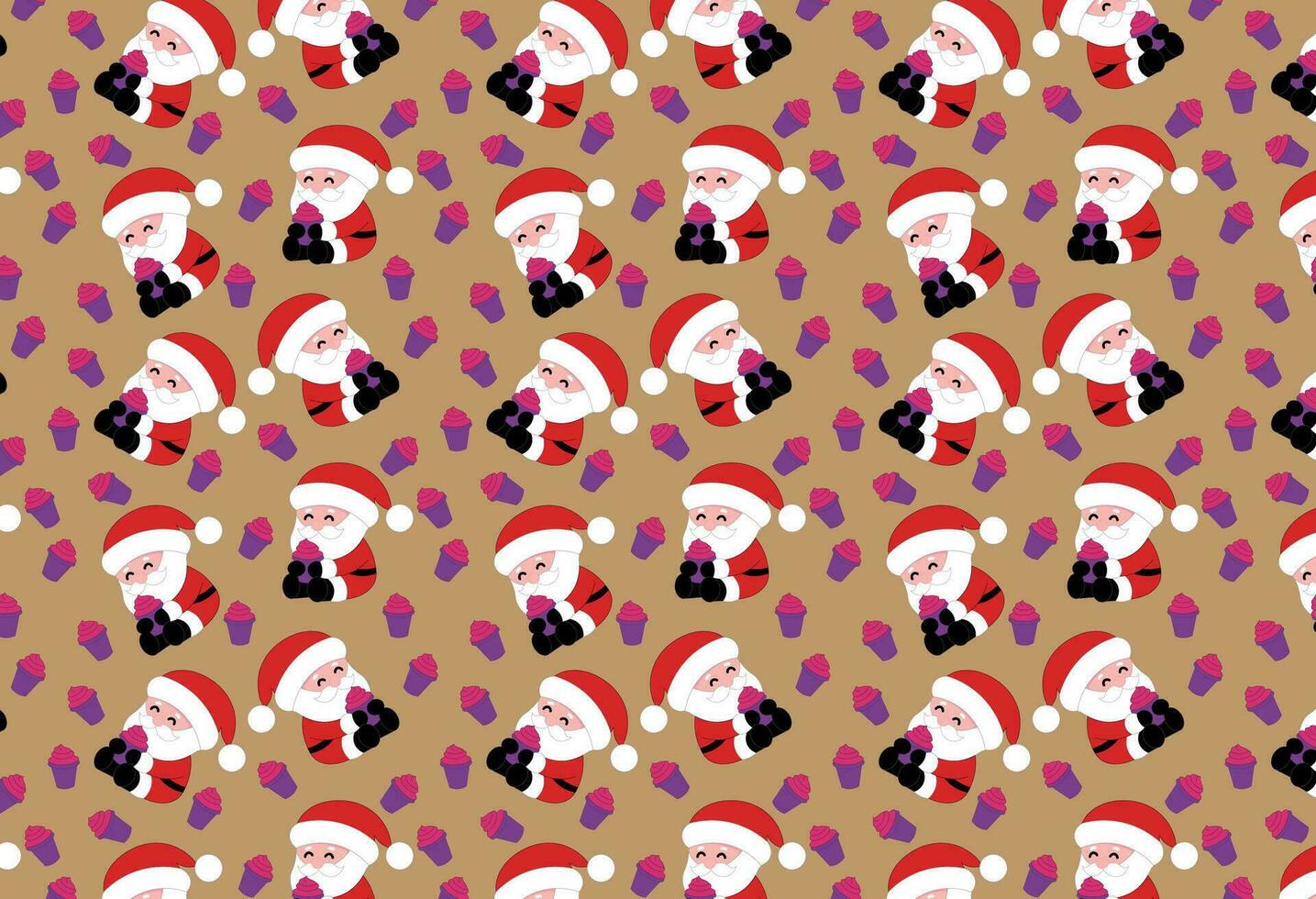 Christmas pattern, with Santa Claus and elements, ideal for backgrounds, textures, fabrics vector