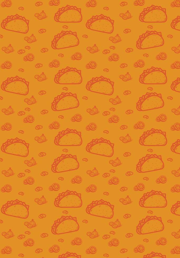 Food pattern, template with tacos, fast foods, for design backgrounds vector