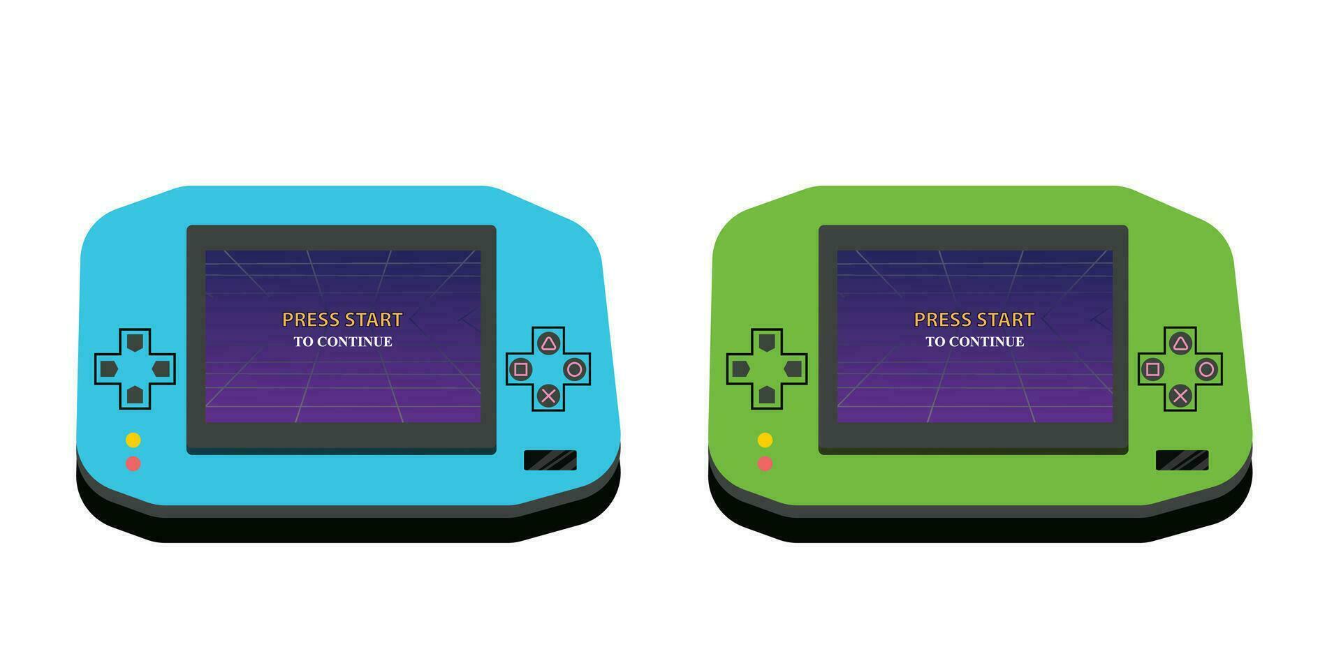 vector vintage game console from the 90s, small children's games, illustration of an old gamepad