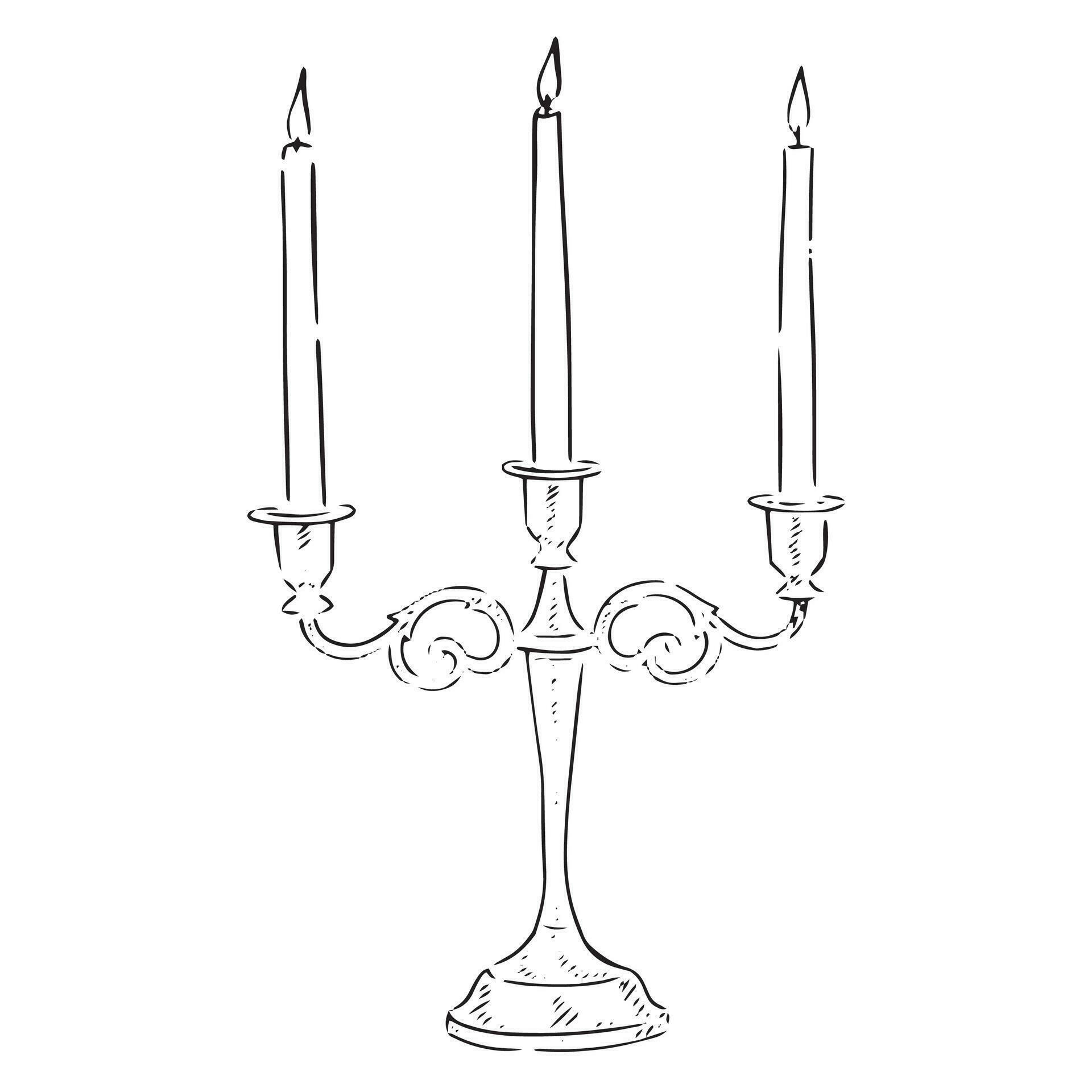 A line drawn candelabra in a sketchy style. Created using Procreate and