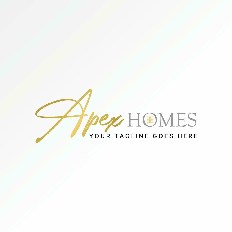 Logo design graphic concept creative abstract premium vector sign unique stock letter initial word APEX HOMES window. Related property monogram house