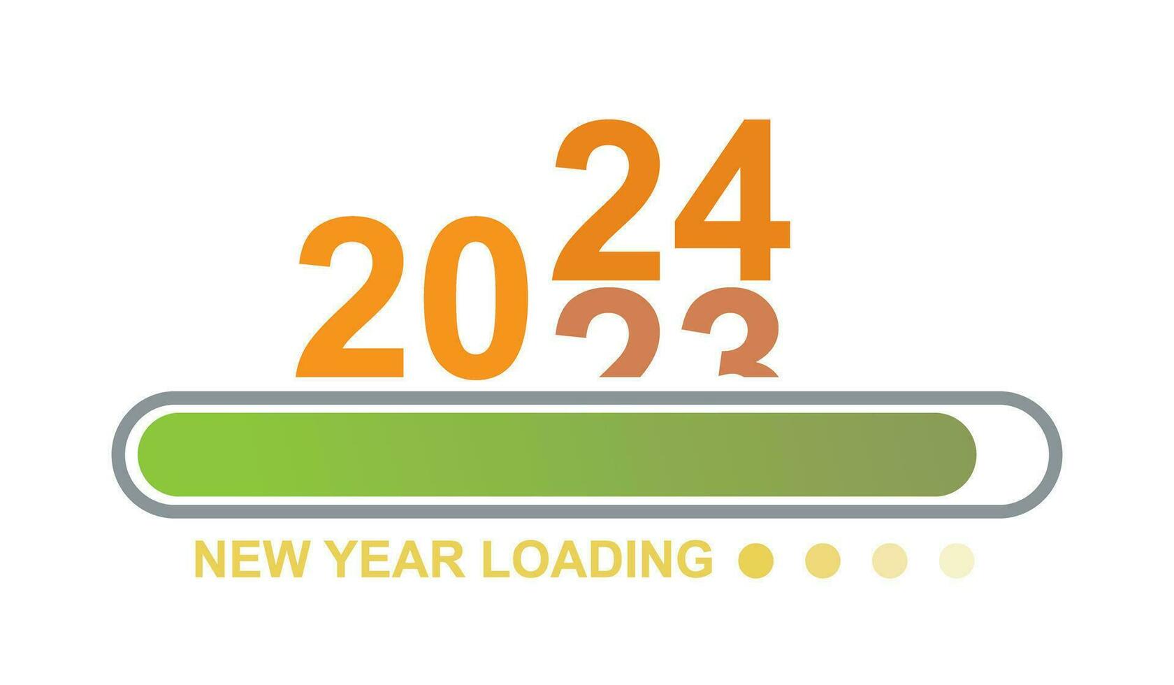 cargando 2023 a 2024 Progreso bar. contento nuevo año 2024 Bienvenido. año cambiando desde 2023 a 2024. final de 2023 y comenzando de 2024. casi alcanzando nuevo año deseos 2024. comienzo objetivo y planificación. vector