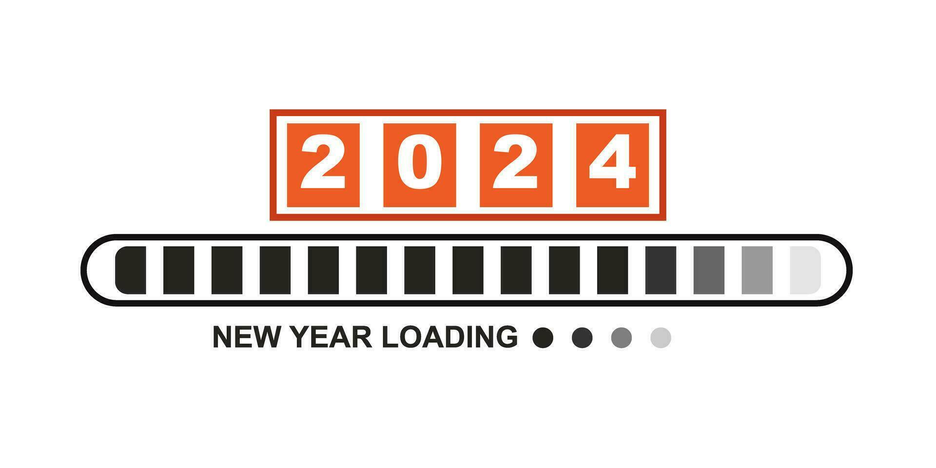 Loading 2023 to 2024 progress bar. Happy new year 2024 welcome. Year changing from 2023 to 2024. end of 2023 and starting of 2024. Almost reaching New Year Wishes 2024. start goal and planning. vector