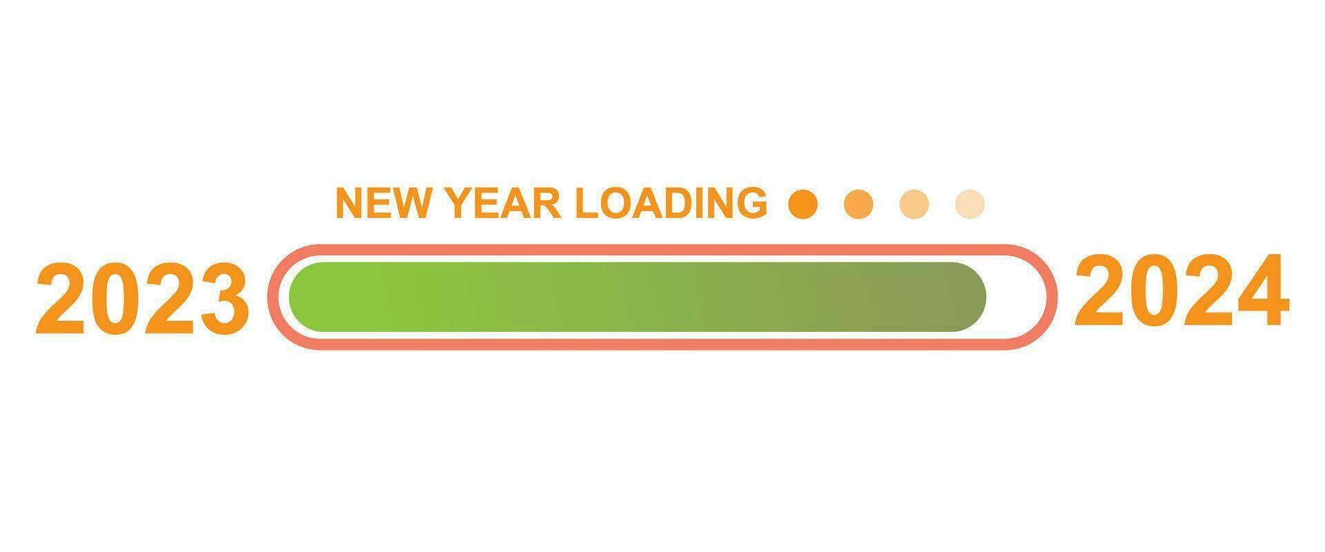 Loading 2023 to 2024 progress bar. Happy new year 2024 welcome. Year changing from 2023 to 2024. end of 2023 and starting of 2024. Almost reaching New Year Wishes 2024. start goal and planning. vector