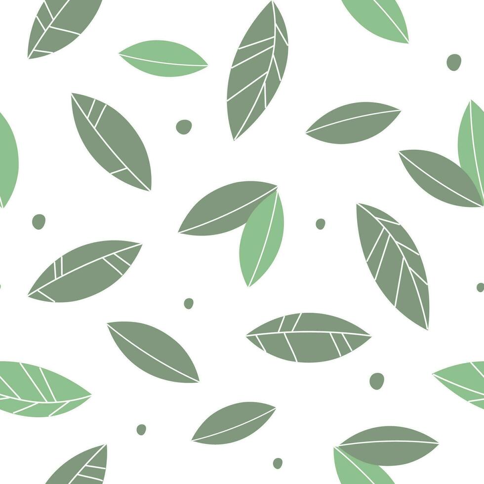 Seamless pattern with simple abstract nature print with leaves. Vector graphics.