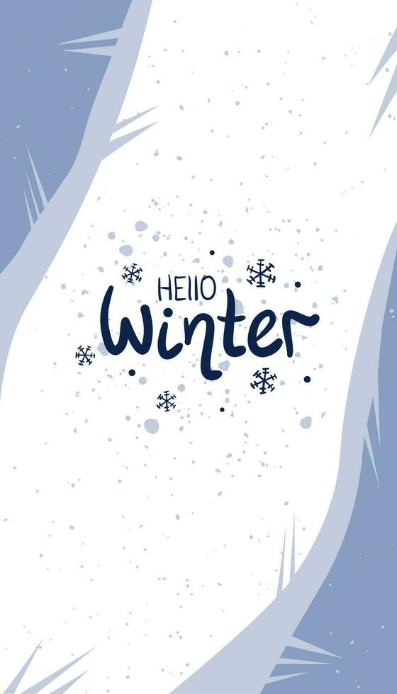 hello winter background wallpaper stories reels snow blue your text place for text template simple web texture social media design pattern print vector