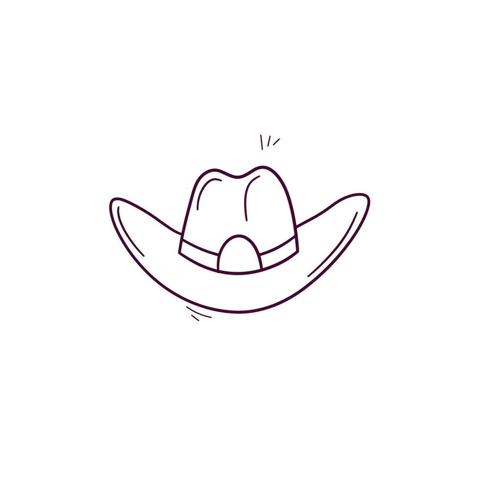 Hand Drawn illustration of cowboy hat icon. Doodle Vector Sketch Illustration