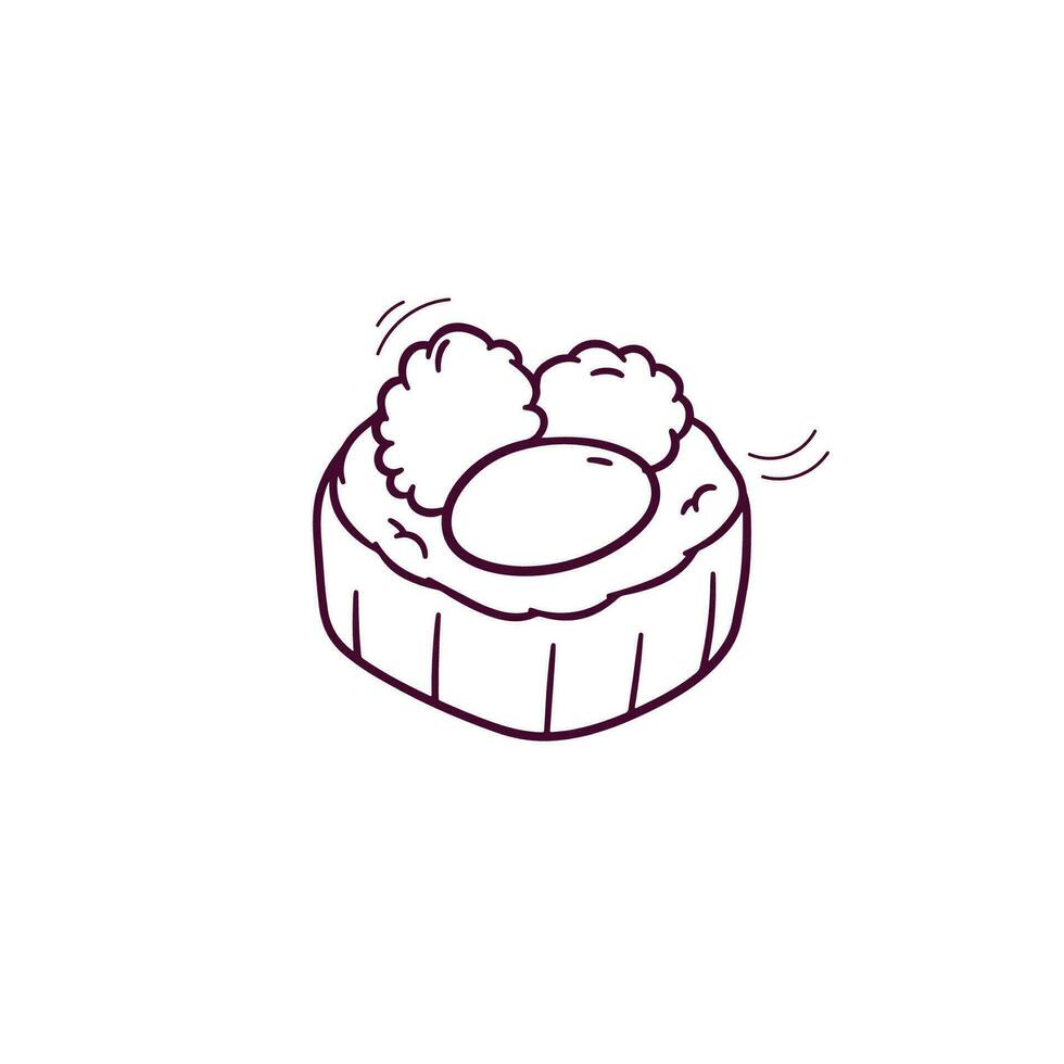 Hand Drawn illustration of sushi icon. Doodle Vector Sketch Illustration