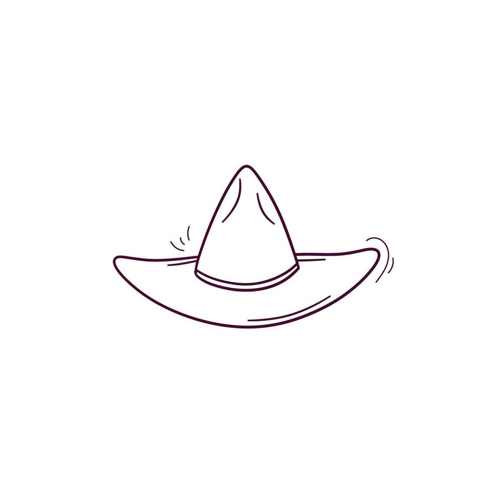 Hand Drawn illustration of cowboy hat icon. Doodle Vector Sketch Illustration