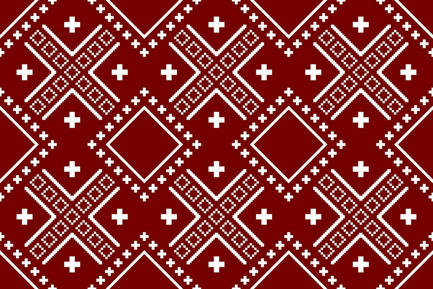 Red traditional ethnic pattern paisley flower Ikat background abstract Aztec African Indonesian Indian seamless pattern for fabric print cloth dress carpet curtains and sarong vector