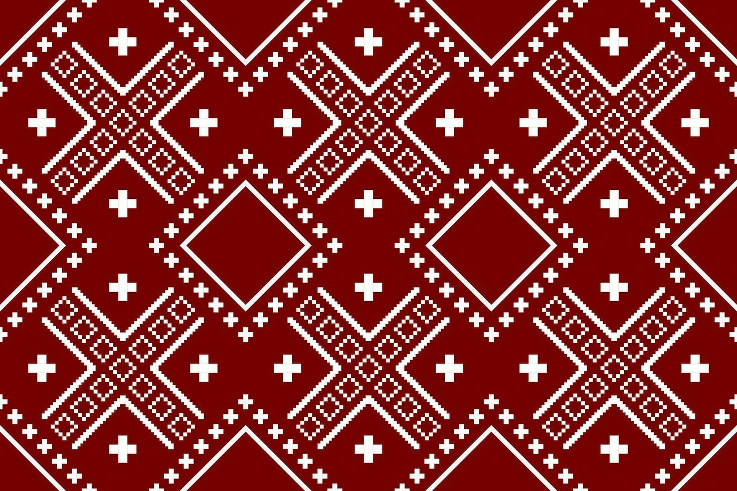 Red traditional ethnic pattern paisley flower Ikat background abstract Aztec African Indonesian Indian seamless pattern for fabric print cloth dress carpet curtains and sarong vector