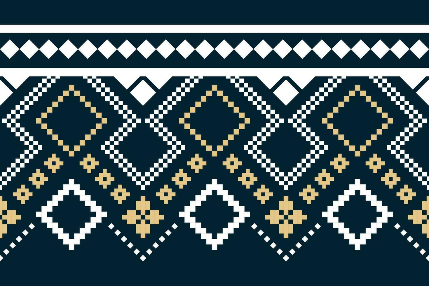 Indigo navy blue geometric traditional ethnic pattern Ikat seamless pattern border abstract design for fabric print cloth dress carpet curtains and sarong Aztec African Indian Indonesian vector