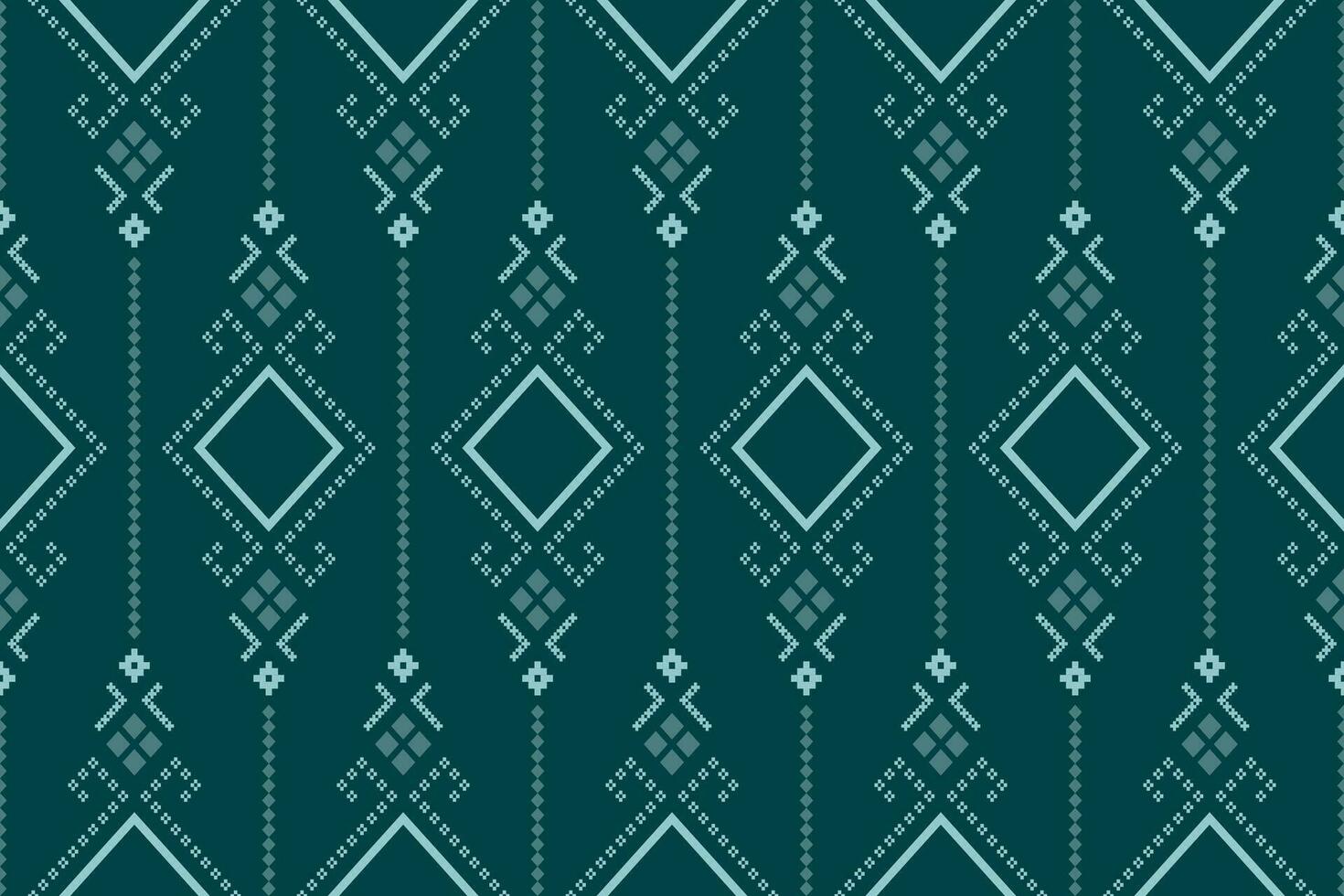 Indigo navy blue geometric traditional ethnic pattern Ikat seamless pattern border abstract design for fabric print cloth dress carpet curtains and sarong Aztec African Indian Indonesian vector