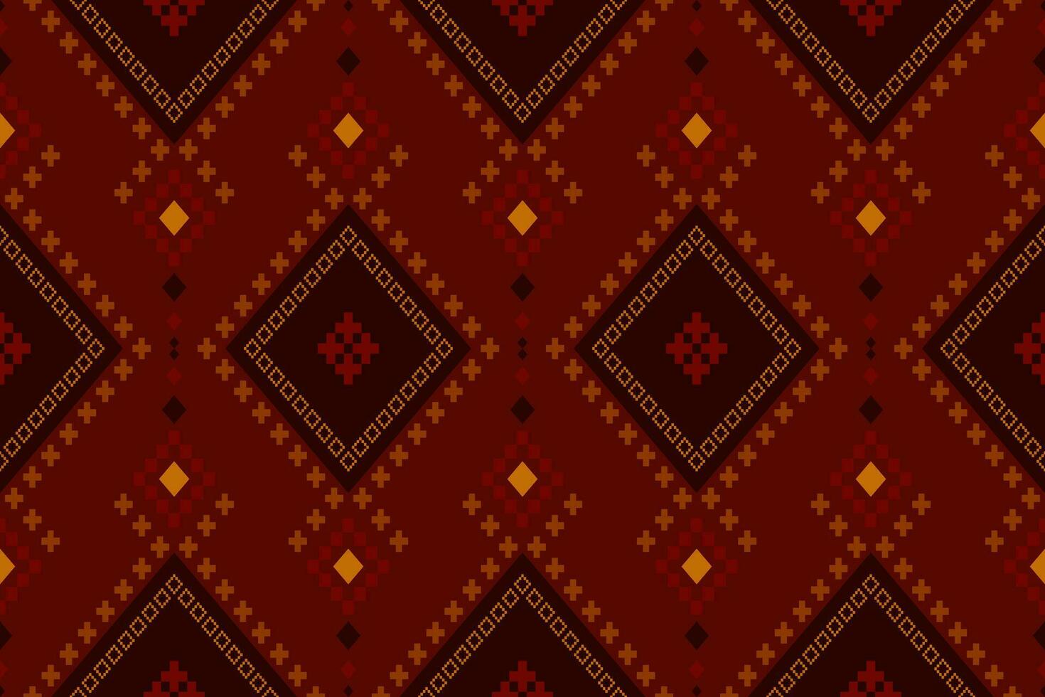 Red traditional ethnic pattern paisley flower Ikat background abstract Aztec African Indonesian Indian seamless pattern for fabric print cloth dress carpet curtains and sarong vector