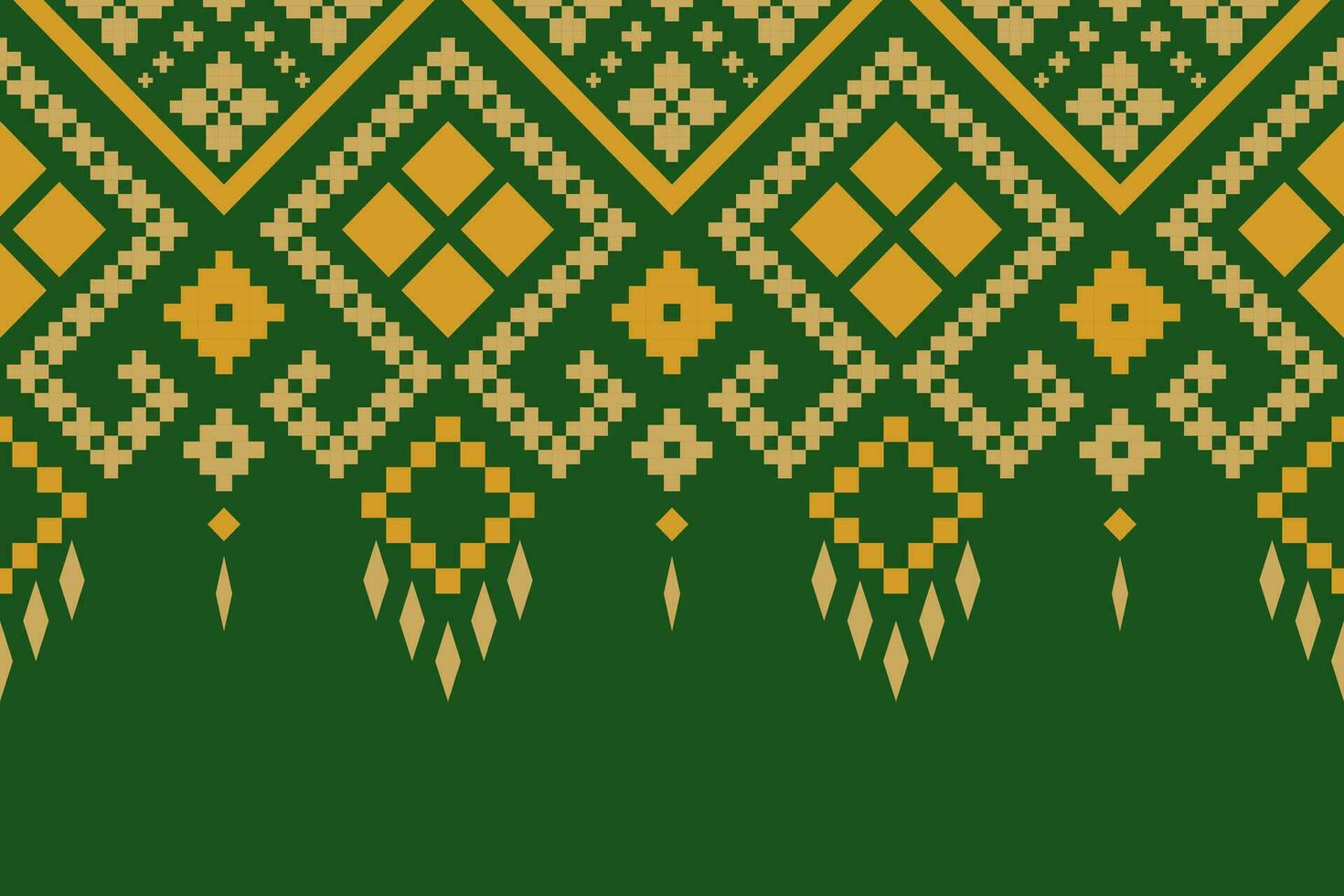 Green Cross stitch colorful geometric traditional ethnic pattern Ikat seamless pattern border abstract design for fabric print cloth dress carpet curtains and sarong Aztec African Indian Indonesian vector