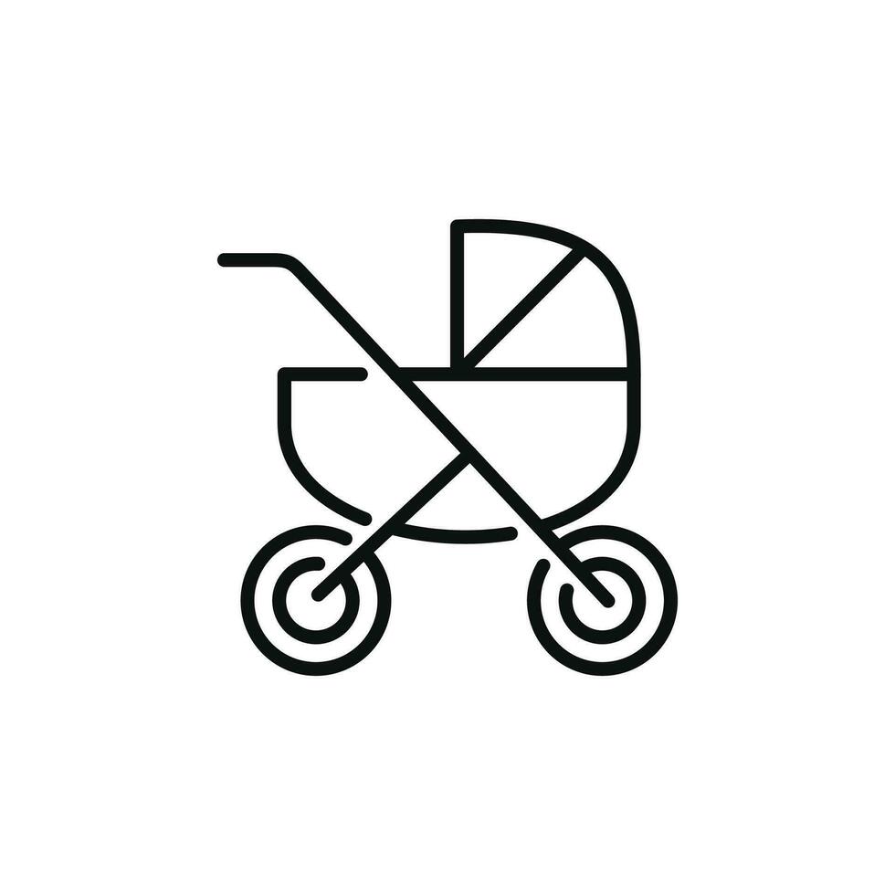 Baby carriage line icon isolated on white background. Baby stroller icon vector