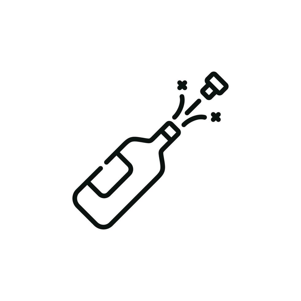 Champagne splash line icon isolated on white background vector