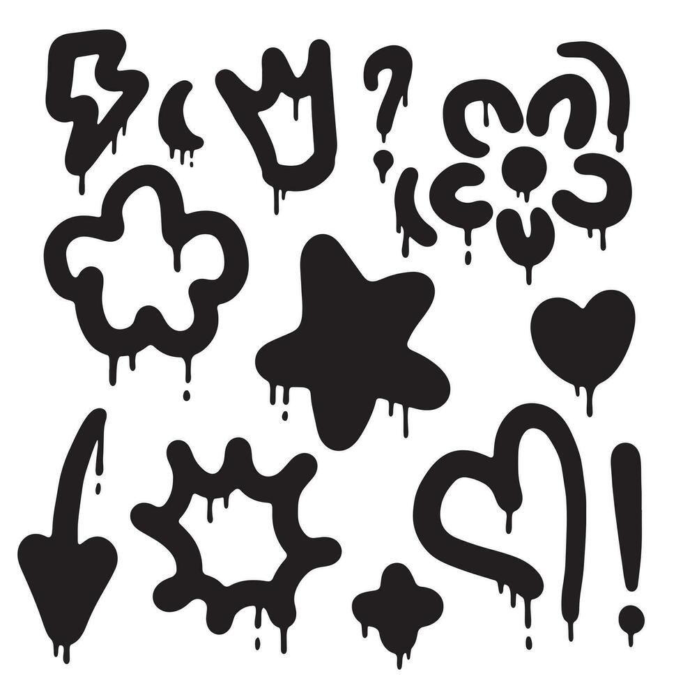 Spray Painted Graffiti flower, crown, star, heart, arrow Sprayed isolated with a white background. vector