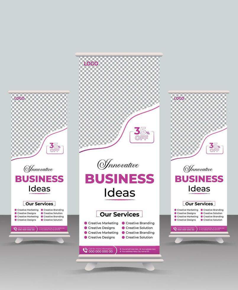 Business promotion Roll up banner,Modern x-banner and flag-banner advertising,Business Roll Up Set,Modern Exhibition roll-up design,Business Roll up banner vertical template design. vector