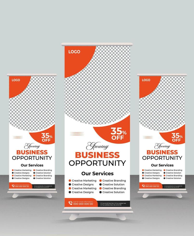 Business promotion Roll up banner,Modern x-banner and flag-banner advertising,Business Roll Up Set,Modern Exhibition roll-up design,Business Roll up banner vertical template design. vector