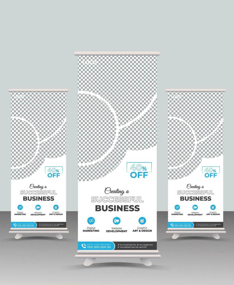 Business promotion Roll up banner,Modern x-banner and flag-banner advertising,Business Roll Up Set,Modern Exhibition roll-up design,Business Roll up banner vertical template design. vector