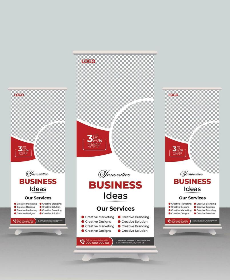 Business promotion Roll up banner,Modern x-banner and flag-banner advertising,Business Roll Up Set,Modern Exhibition roll-up design,Business Roll up banner vertical template design. vector