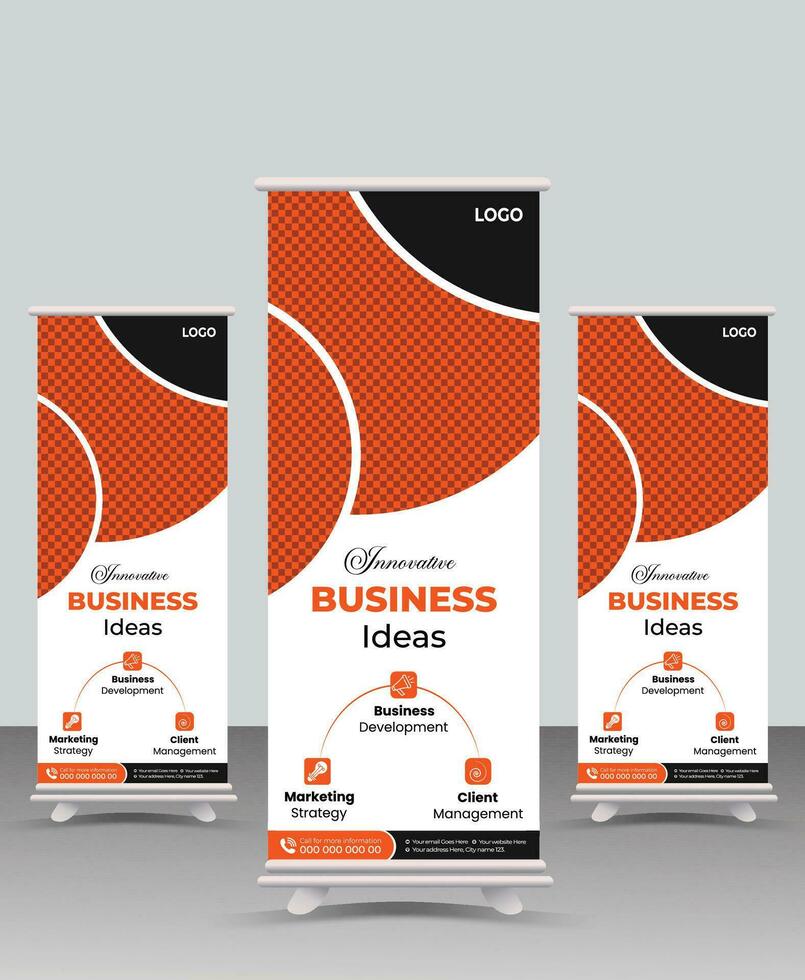 Business promotion Roll up banner,Modern x-banner and flag-banner advertising,Business Roll Up Set,Modern Exhibition roll-up design,Business Roll up banner vertical template design. vector