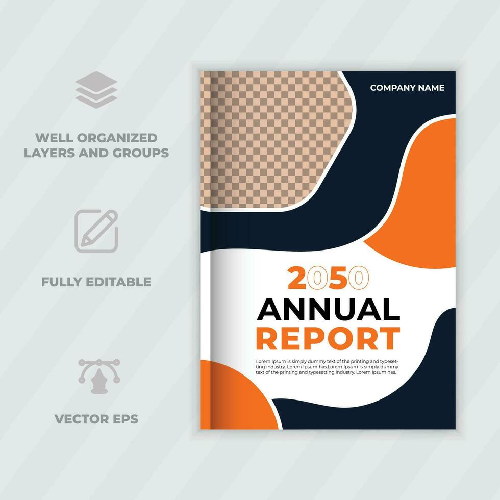 Book Cover Design Template in A4. Can be adapt to Brochure, Annual Report, Magazine, Poster, Business Presentation, Portfolio, Flyer, Fold, Banner, Website Free Vector