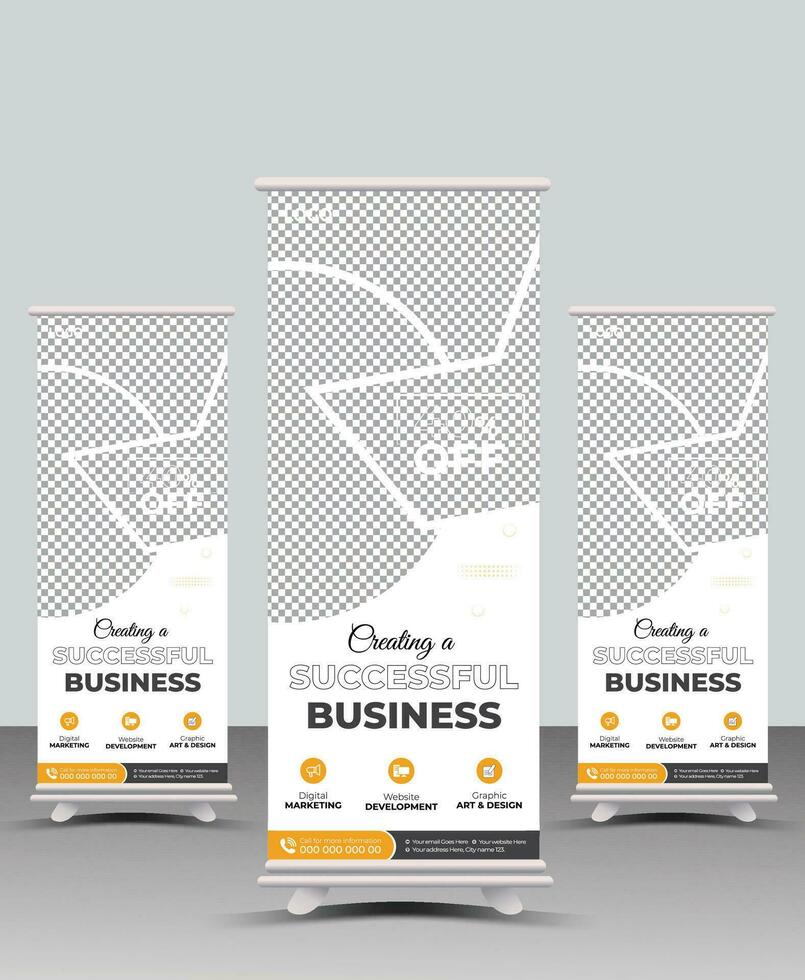 Business promotion Roll up banner,Modern x-banner and flag-banner advertising,Business Roll Up Set,Modern Exhibition roll-up design,Business Roll up banner vertical template design. vector