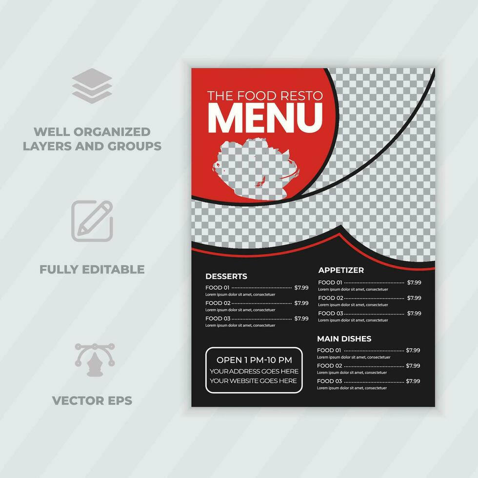 Food menu and restaurant flyer design template Free Vector  Fast Food Menu Pro Vector