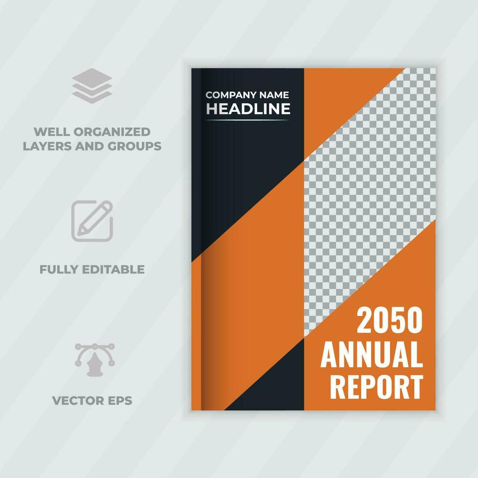 Book Cover Design Template in A4. Can be adapt to Brochure, Annual Report, Magazine, Poster, Business Presentation, Portfolio, Flyer, Fold, Banner, Website Free Vector