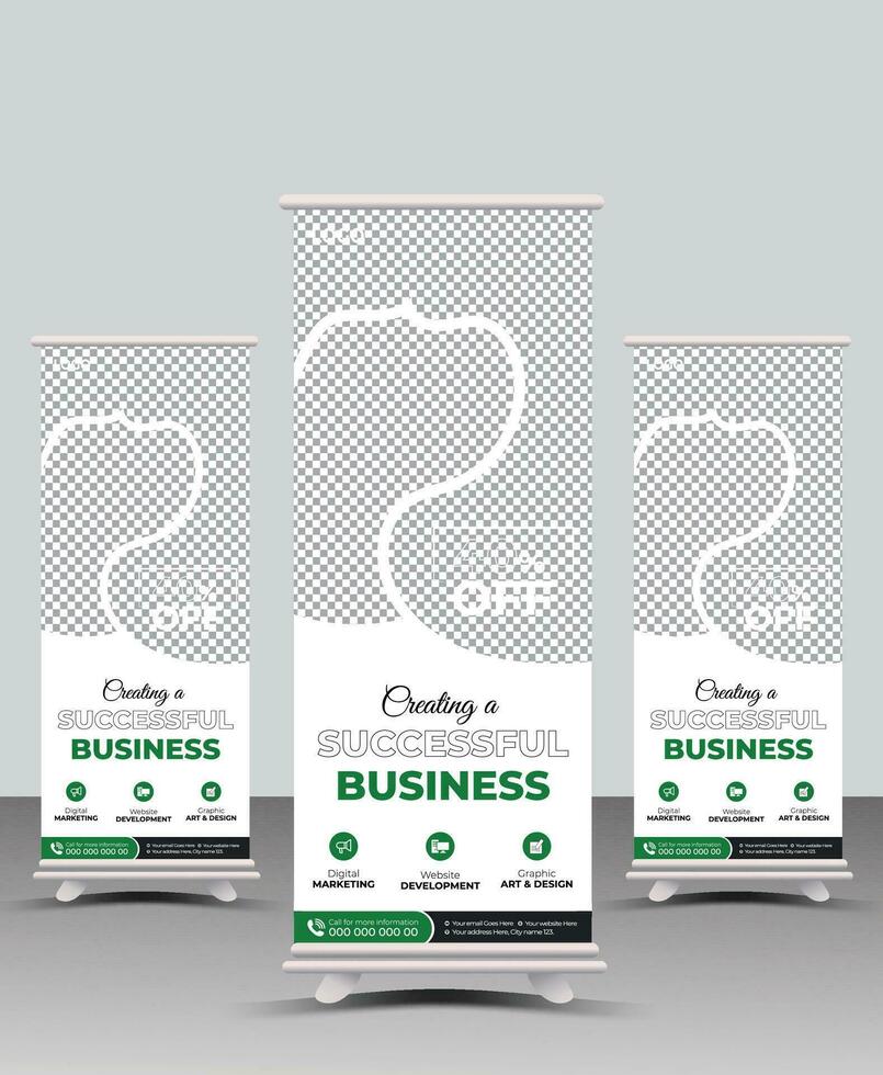 Business promotion Roll up banner,Modern x-banner and flag-banner advertising,Business Roll Up Set,Modern Exhibition roll-up design,Business Roll up banner vertical template design. vector