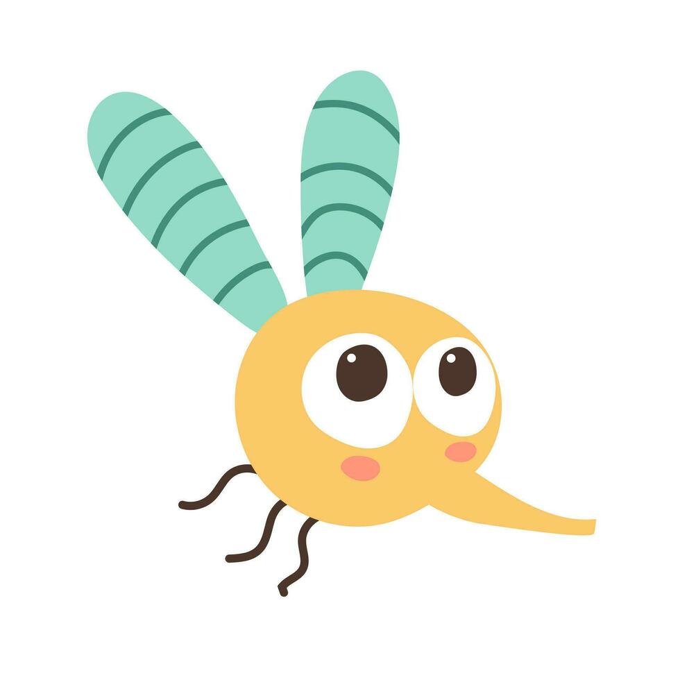 Cute cartoon fly on a white background. Cute character for childish design. Flat vector illustration.