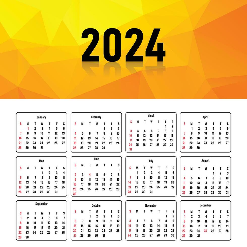 Abstract 2024 calendar template design vector