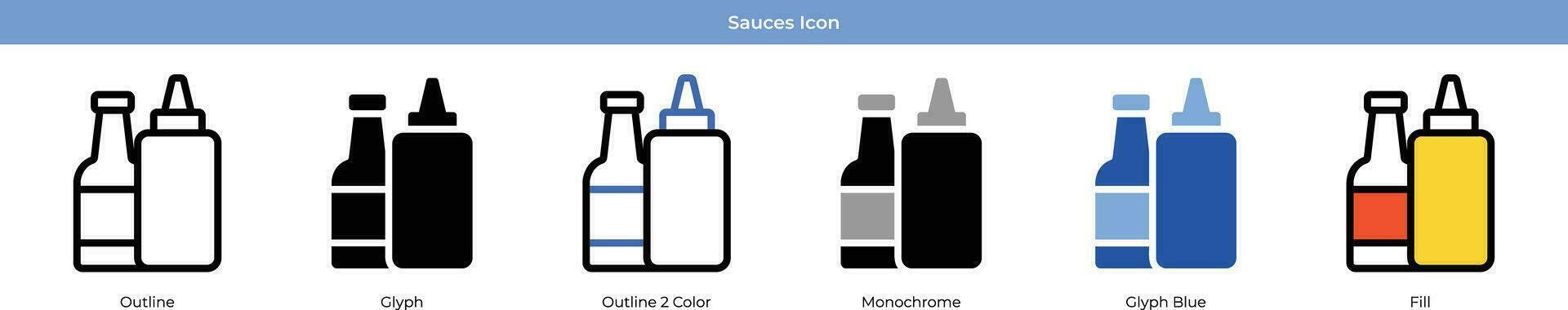 Sauces set with 6 style vector