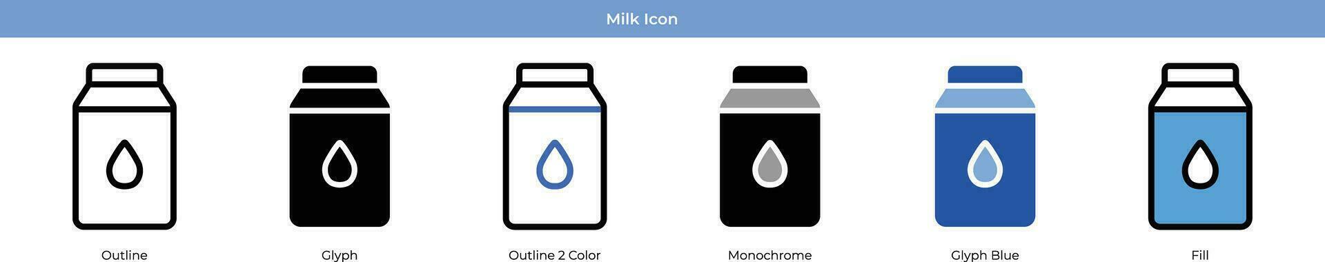 Milk set with 6 style vector