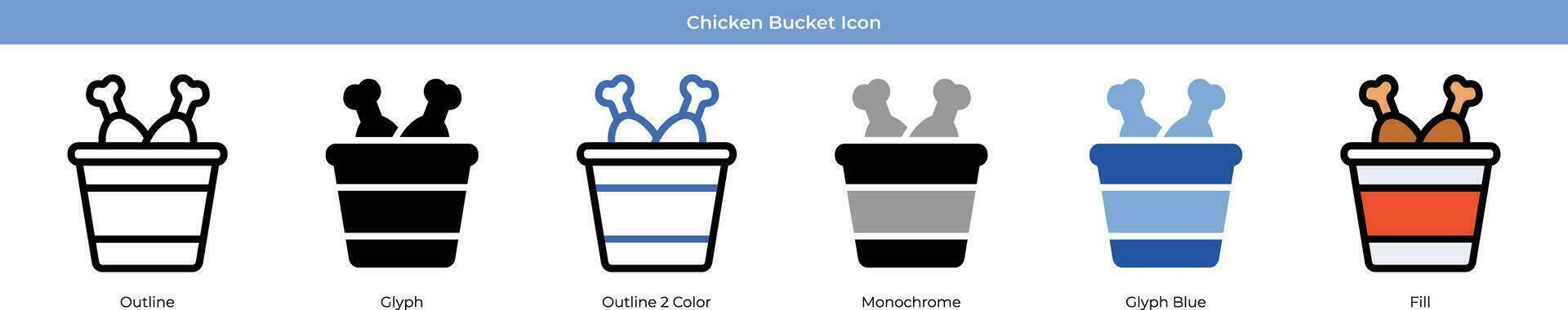 Chicken bucket set with 6 style vector