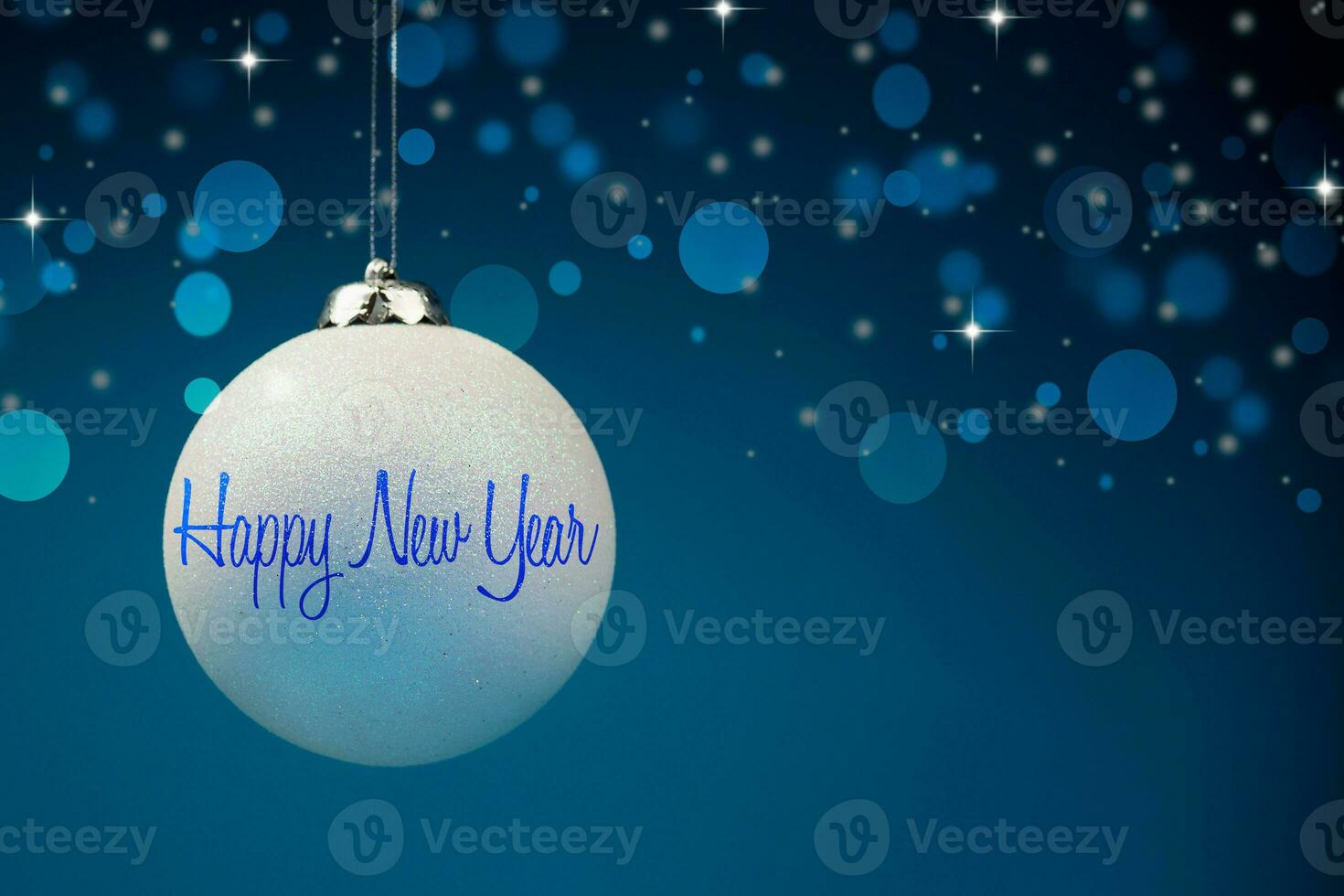 New Year's toys, decorations and other items on a blue abstract background. photo