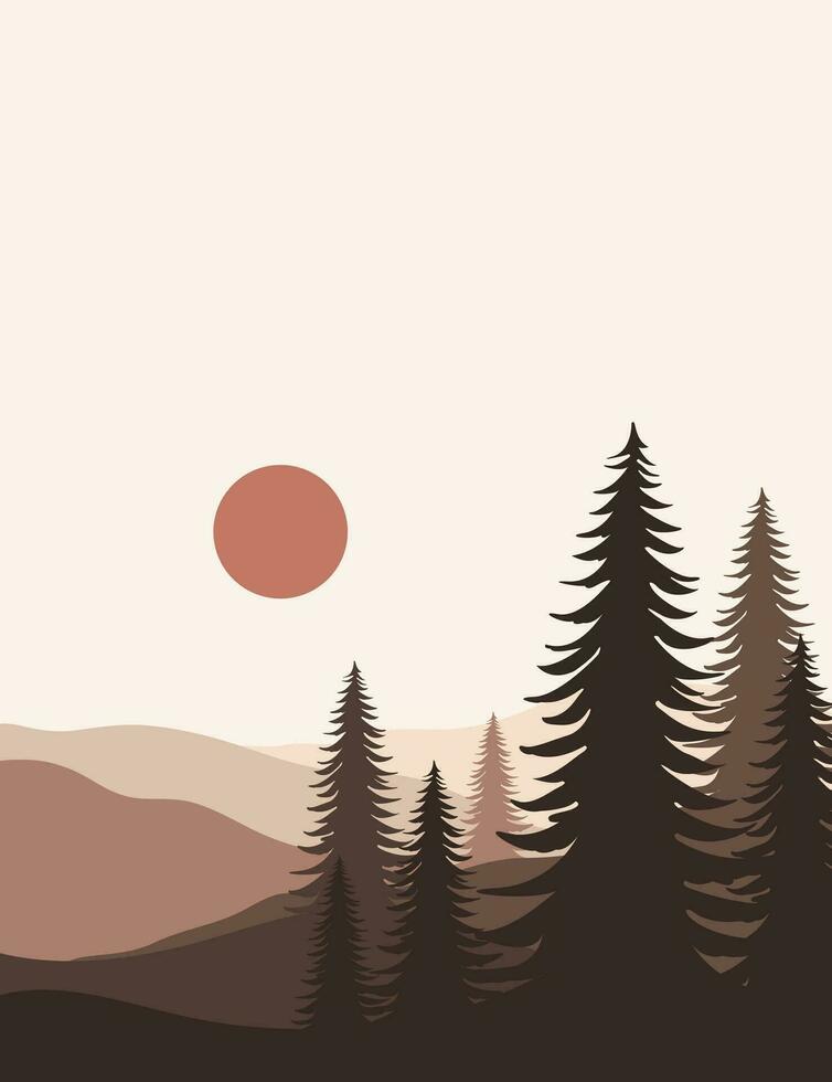 paisaje fondo.pared Arte vector. follaje línea Arte dibujo con resumen forma vector